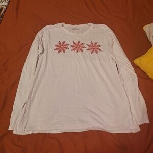 Columbia White Long Sleeve Shirt with Pink Star Design